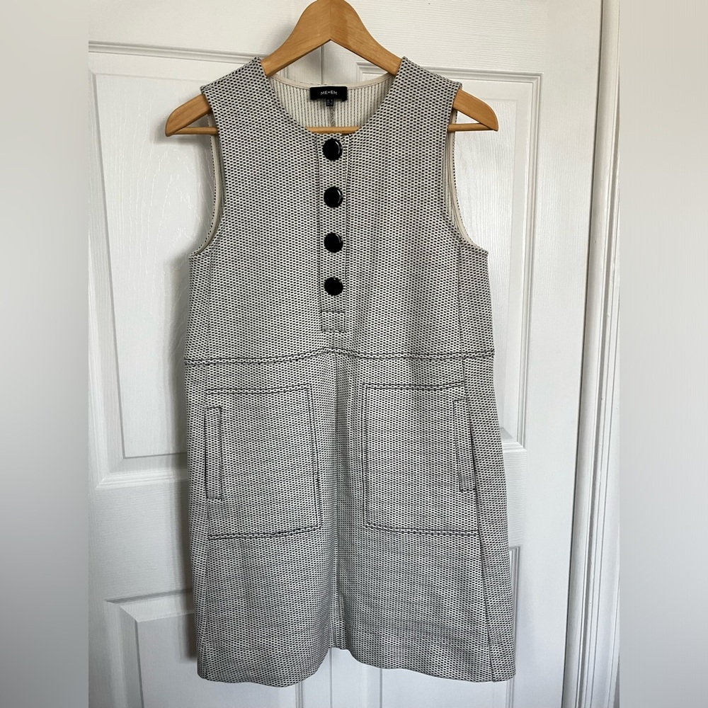 Me + Em Black and White Shift Dress with Buttons size 4